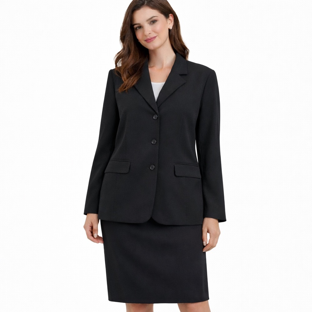 NWT Women's Alfred Dunner Black Blazer & Skirt Suit Set Size 10